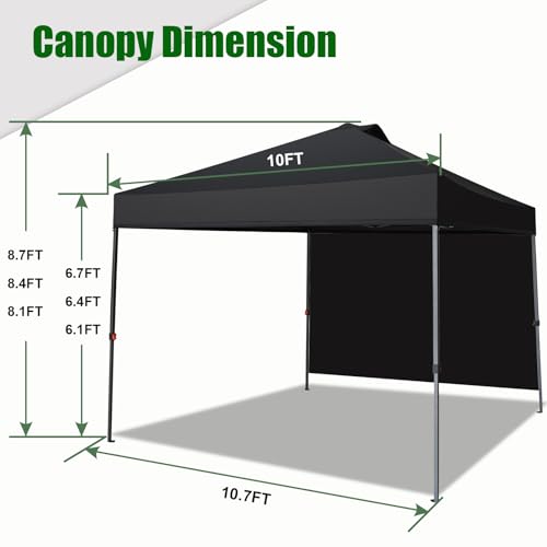 Eurmax USA NOMATTER ONE-Person Open&Close 10x10ft Pop Up Canopy Tent,Portable Shelter for Outdoor Events with 1 Removable Sidewall,Instant Canopies,Temporary Sunshade,Bonus 4 Sand Bags (Forest Green) - color: forest green, size: 10x10 nomatter
