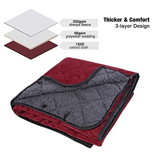 REDCAMP Large Camping Blanket with Sherpa Lining, Cold Weather Warm Outdoor Blanket Windproof for Camping Stadium, Machine Washable 59"x 79" Red - color: 59"x 79" Red