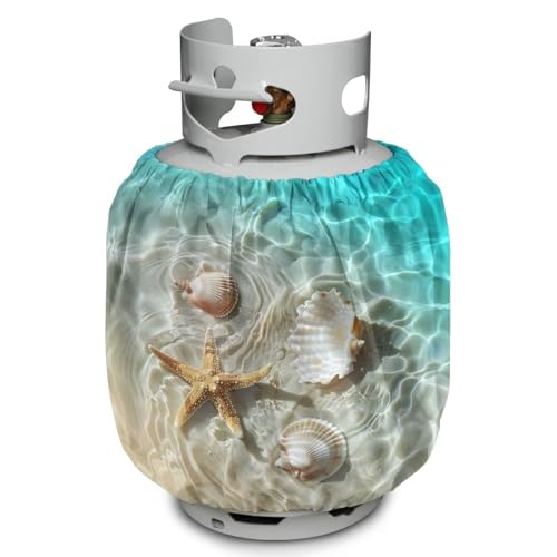 Propane Tank Covers 20lb Starfish Outdoor Heavy Duty Waterproof Windproof Gas Tank Cylinder Cover with Elastic Brand, Dress up Your Gas Grill, Fits Standard 20lb Cylinder - color: Starfish