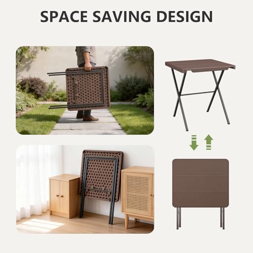 Folding Table, Portable Square Foldable Table No Assembly, Heavy Duty Steel Frame Indoor Outdoor Camping Patio Table with 400 LBS Capacity, Picnic Card Table for Backyard, RV, Small Spaces - size: 27inch-1 Pack