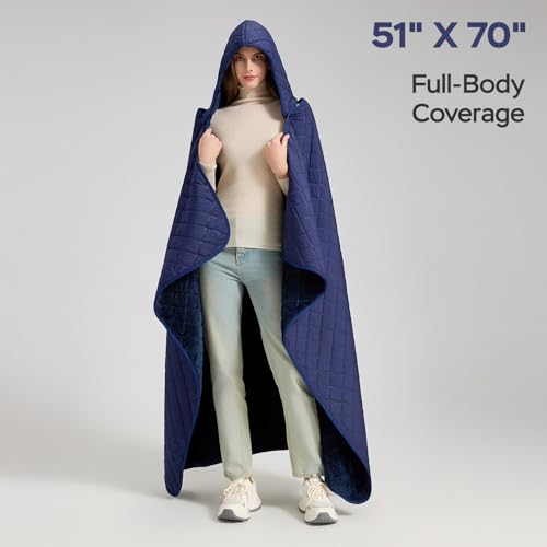 Waterproof Camping Blanket - Cozy Coral Fleece Lining, Triple Layers Warm Comfy Foldable for Camping Stadium, Beach, Picnic, Grass, Concerts, Car, Dog, 51''X 70'' Navy Blue - color: Navy Blue