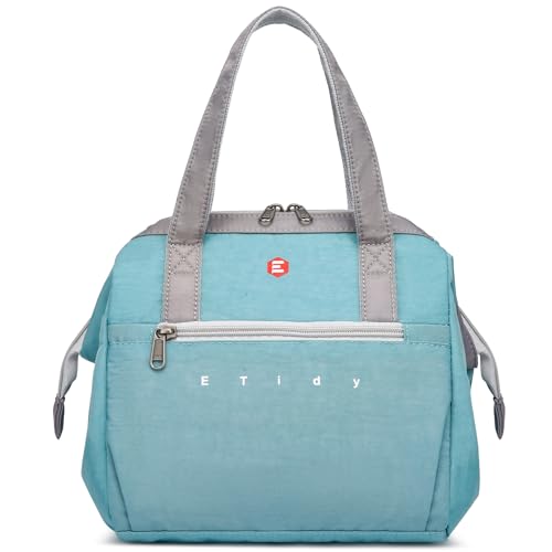 ETidy Fashionable & Lightweight Reusable Lunch Bag Large Capacity Waterproof & Leak Proof Lunch Box Insulated Cooler Lunch Tote For Women Adult To Work Travel Outdoor(Blue) - color: Light Blue