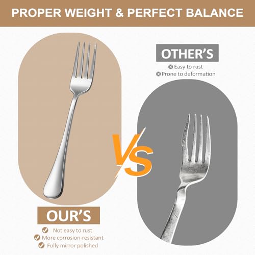 Lazycorner Silverware Set 50 Piece Stainless Steel Flatware Set Silverware Utensils for 10 People Includes Forks Knives Spoons & Salad Forks Dishwasher Safe for Home Restaurant or Outdoor Use - style: A. 50-Piece Silver