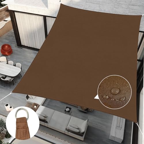 RICHIE Upgrade 8'x10' Sun Shade Sail Rectangle Canopy, Water Resistant & UV Block Sunshade for Outdoor Patio Lawn Beach Garden Carport Backyard Deck Pergola, Brown - color: Brown, size: 8'x10', style: Rectangle