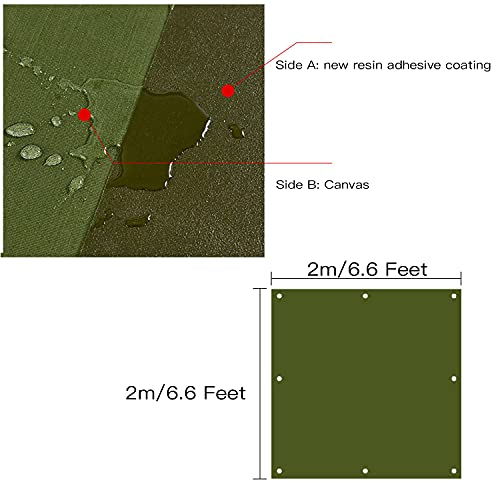 Tarp Canvas,Heavy Duty Waterproof for Outdoors, Truck, Water Resistant, UV Resistant Tarpaulin Cover for Car Boat Camping Firewood Woodpile(6.6 x 6.6 Feet) - size: 6.6 x 6.6 Feet