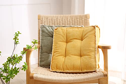 Verpert Square Thick Floor Seating Cushions,Solid Thick Tufted Cushion Meditation Pillow for Sitting on Floor,Tatami Pad for Guests or Kids Reading Nook, Yoga Living Room Sofa Balcony Outdoor(Yellow) - color: Yellow