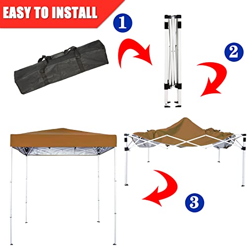 Sunnyglade 6x4 Ft Pop-Up Canopy Tent Outdoor Portable Instant Shelter Folding Canopy with Carry Bag - color: Tan