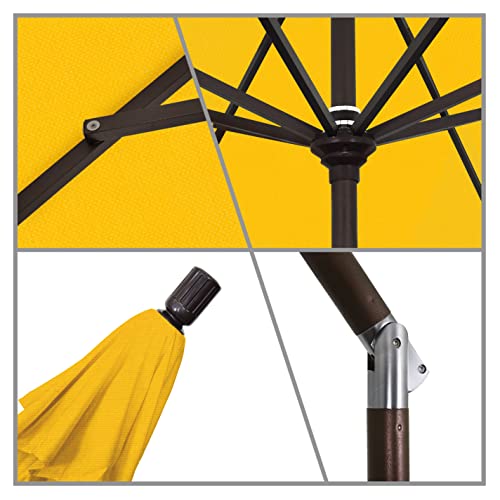 California Umbrella 9' Round Aluminum Patio Umbrella, Crank Lift, Collar Tilt, Bronze Pole, Lemon Olefin - color: Lemon