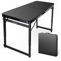 4FT x 2FT Folding Camping Table Adjustable Height with Umbrella Hole, Aluminum Alloy Legs Foldable Portable Outdoor Table for Picnic, Travel, Parties, Kids Craft, Market Vendor Use - size: 4 ft x 2 ft × 2.3 ft with Umbrella Hole H
