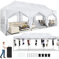 COBIZI 10x30 Heavy Duty Pop Up Canopy Tent with 8 Sidewalls Thicken Frame, Commercial Easy Up Outdoor Wedding Party Tents, All Season Waterproof Windproof with Stakes Sandbags Ropes Roller Bag, White - color: White, size: 10x30