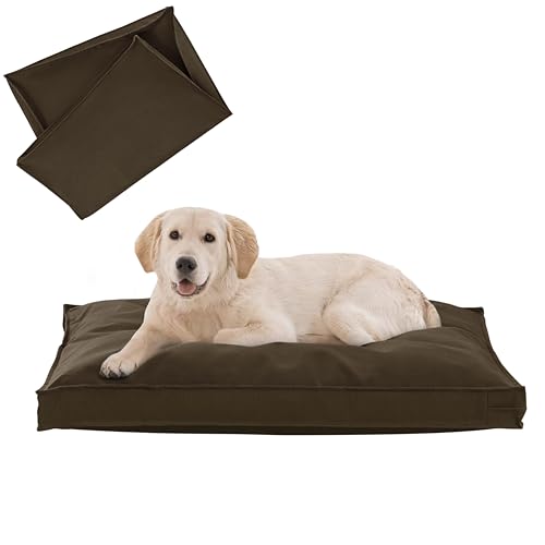 Dog Bed Covers Replacement Washable, Waterproof Dog Bed Cover with Zipper, 36Lx27Wx3H inch Durable Oxford Pet Bed Cover for Outdoor/Indoor Use, Cover Only, Brown - color: Brown, size: 36*27*3 inch
