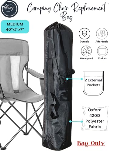 Replacement Bag for Folding Camping Chair, Portable Camp Chair, Hammock, Yoga Mat, Umbrella, Tents, Tripods, Fishing Poles - 420D Oxford Polyester Fabric - color: Black, size: Medium 40"x7"x7"
