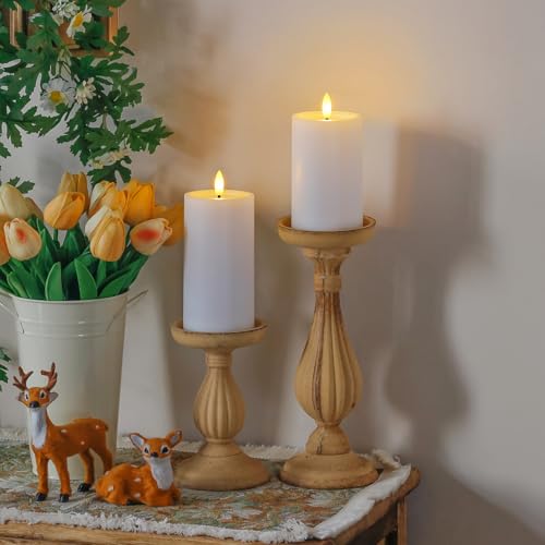 Yeelida Outdoor 6pcs Flameless Waterproof Candles with Handy Remote Control, Cycle Timer Battery Operated Candle Grease Effect LED Flickering Pillar Plastic Long Lasting (White, 3" x4" 5" 5" 6" 6" 7") - color: White, size: 4" 5" 5" 6" 6" 7"