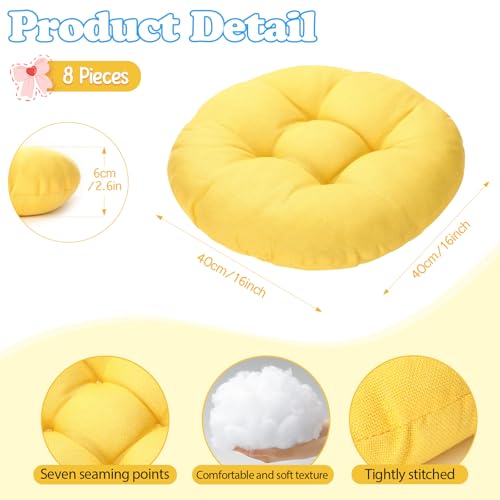 Fumete 8 Pcs 16 Inch Round Floor Cushions for Kids and Toddlers, Flexible Seating Classroom Furniture Floor Pillow for Home, Daycare, Preschool, Yoga and Meditation (Yellow) - color: Yellow