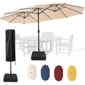 Sundale Outdoor 15ft Large Patio Umbrella with Base Included and Umbrella Cover, Outdoor Double-Sided Umbrella - color: Off-white