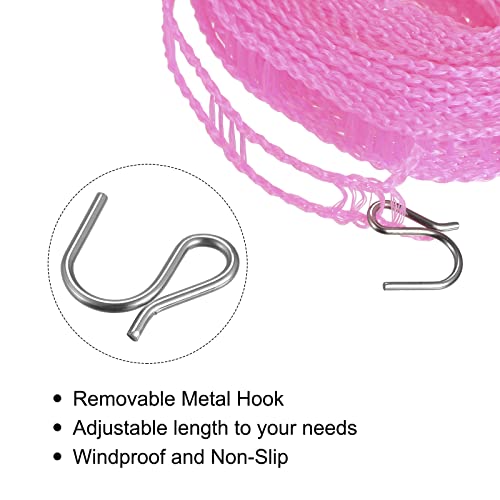 uxcell Portable Clothesline, 9.84ft Nylon Windproof Non-Slip Washing Line Rope for Courtyard Outdoor Travel Camping Laundry Drying, Pink - color: Pink, size: 9.84ft