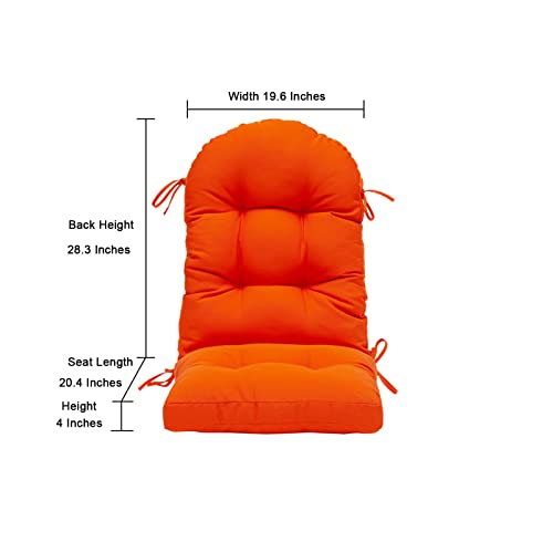QILLOWAY Outdoor High Back Chair Cushion for Adirondack, All Weather Rocking Chair Cushions Thick Padded Replacement for Patio Furniture,Orange - color: Orange