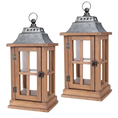 Bdor Lantern Decorative (Set of 2) - 15in IP65 Waterproof Vintage Style Candle Lantern, Decorative Lanterns for Home Decor, Indoor Outdoor, Front Porch, Garden, Farmhouse Weddings Style (No Candles)