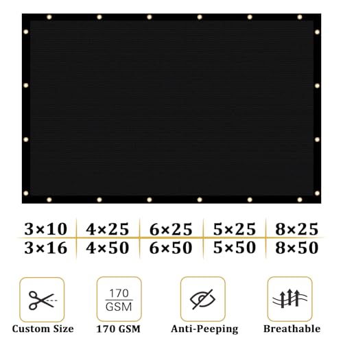Shade&Beyond 5' X 50' Customized Size Privacy Screen Fence 170 GSM Fencing Mesh Shade Net Cover for Wall Garden Yard Backyard Indoor Outdoor Home Decoration, Black - color: Black, size: 0 5' x 5 0'