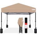 Best Choice Products 10x10ft Pop Up Canopy Tent, Outdoor Shade, 1 Person 1 Minute Set Up, Carry Case, 4 Weight Bags - Tan - color: Tan, size: 10x10ft