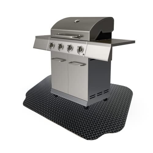 GrillTex Under The Grill Protective Deck and Patio Mat for BBQ Grills, Gas Grills, Charcoal Grills, Turkey Fryers and Pellet Smokers, 36" x 63", Black Diamond Plate, 8D-075-36C-5.3 - color: Black, size: 36" x 63"