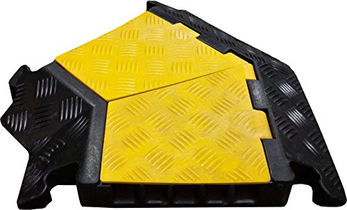 Electriduct Left Turn for Cable Protector 5 Channels 1.25" x 1" Traffic Hose and Wire Cover Rubber Black Base with Yellow Lid (45 Degrees) 12,000 lbs/axle - size: 45 Degree Left Turn
