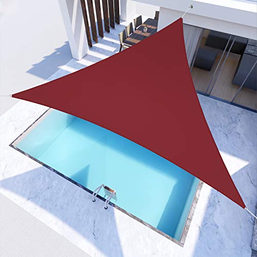 Windscreen4less 5'x5'x5' Waterproof Sun Shade Sail Triangle Shade Canopy Cover UV Block for Backyard Patio Deck Balcony Pergola Garden (Red) - color: Red, size: 5' x 5' x 5'
