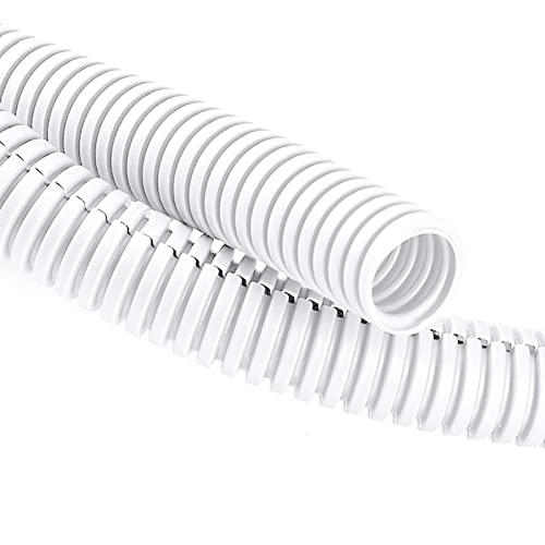 ZhiYo 20FT 1/4” Wire Loom Split Tubing Auto Wire Conduit Flexible Cover | High Temperature Heat Resistant -40F to 257F | Plastic Cover for Electrical Wires & Cables, White - color: White, size: 20FT 1/4"