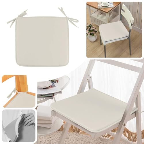 2-Pack Square Seat Cushions (15x15) - Soft Chair Pads with Ties for Indoor/Outdoor Use, Solid Color Comfort for Stools & Dining Chairs (Beige) - color: Beige