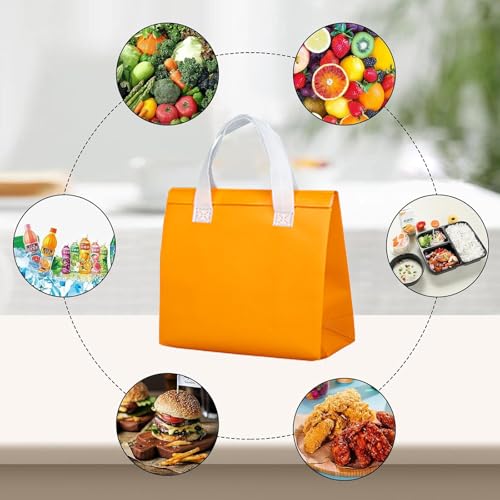 25 Pcs Insulated Take Away Bags Bulk - 6 x 9.5 x 10 Inch Thermal Insulation Cooler Bags for Hot and Cold Food Delivery (Orange) - color: Orange