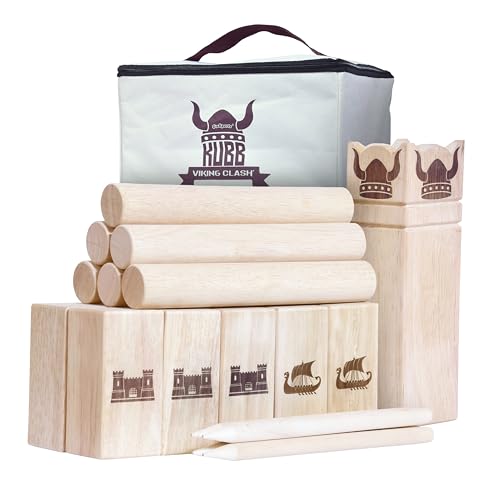 GoSports Kubb Yard Game Set - Choose Regulation or Backyard - Kuub Viking Chess Outdoor Game - style: Backyard Size