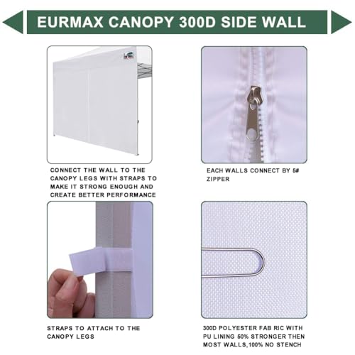 Eurmax USA 10FT Instant Canopy SunWall with Middle Zipper, Removeable Sidewall for Pop Up Canopy Tent,1 Pack Wall Only (Grey) - color: Gray, size: 10x6.7ft