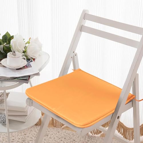 2-Pack Square Seat Cushions (15x15) - Soft Chair Pads with Ties for Indoor/Outdoor Use, Solid Color Comfort for Stools & Dining Chairs (Orange) - color: Orange