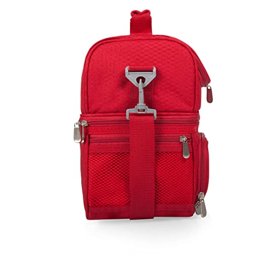 PICNIC TIME Coca Cola Emoji Pranzo Insulated Lunch Bag, Soft Cooler Lunch Box with Picnic Set and Dual Compartments, Portable Lunch Tote for Work and Travel, (Red) - color: Coca-Cola Coke Emoji - Red