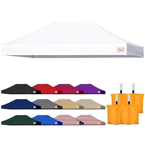 Tradesparker 10x15 Commercial Pop Up Canopy Replacement Top-Windproof D-Rings+Banner Grommets+Loop Pile Wall System,Ez Canopy Cover ONLY-Frame/Side Walls NOT Included(White) - color: White, size: 10x15