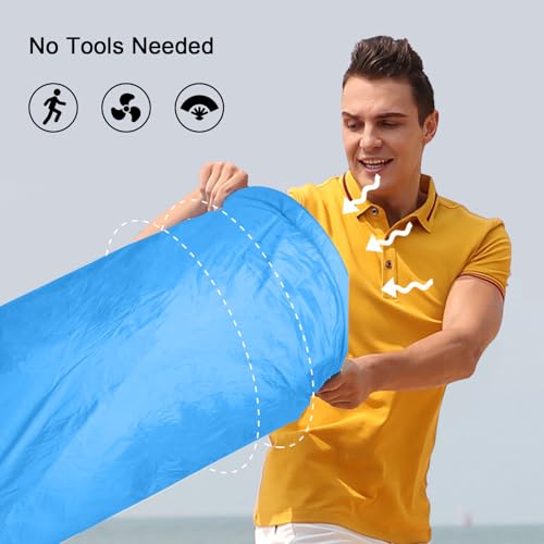 Inflatable Couch Air Lounger for Adults, Ultralight Portable Blow up Couch Air Sofa, Inflatable Beach Lounger Bed for Camping Hiking Festival Backyard Lawn, No Pump Required - color: Sky Blue