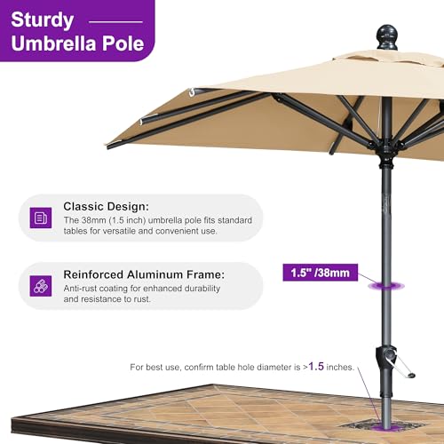 PURPLE LEAF 8' x 5' Rectangular Patio Umbrella Outdoor Table Umbrella Aluminum Frame Market Umbrella Sun Umbrella with 8 Sturdy Ribs & Tilt for Garden Deck Lawn & Pool Beige - color: Beige, size: 5' x 8'