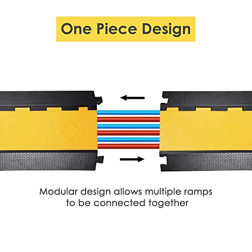 Yescom Cable Ramp Protector 3 Channel Garden Hose Protecitive 44000 Lbs Load Capacity Heavy Duty Speed Bump for Road Driveway Walkway - size: 2.8"H - 3 Channel