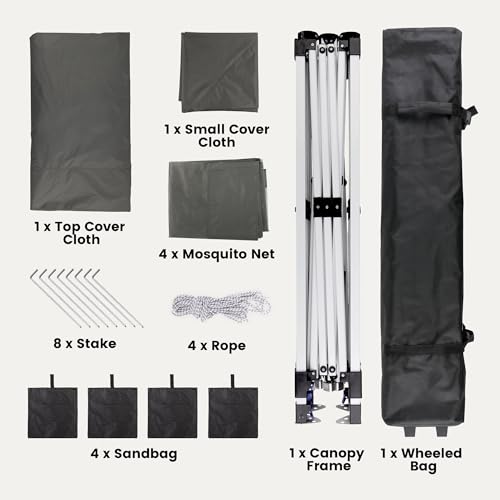 Bealife 11x11 Pop Up Gazebo Tent with Mosquito Netting, Instant Gazebo, Party Tent with Roller Bag, Pop Up Canopy Tent for Parties Patio Lawn Backyard Garden Deck, Grey - color: Gray