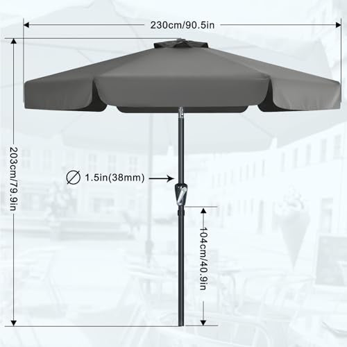 MASTERCANOPY Valance Patio Umbrella for Outdoor Table Market (7.5ft, Dark Gray) - color: Dark Gray, size: 7.5FT