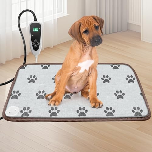 GOLOPET Pet Heating Pad 22x18 in with Smart Thermostat Switch and Power Line Protection Tube,Obtained MET and UL Dual Certification,Waterproof Cat Heating pad-Paw Print - size: 22.0"L x 18.0"W x 0.5"Th
