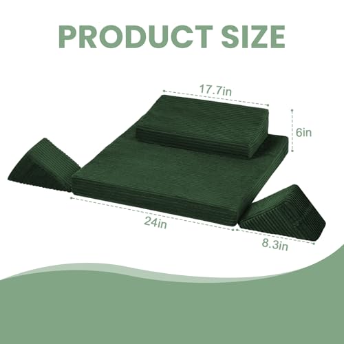 Meditation Cushion Set, Meditation Pillow for Sitting on Floor, Large Yoga Pillow with Knee Support, Washable Zafu Meditation Mat, 3 Shapes Floor Pillow for Adults, Green - color: Green