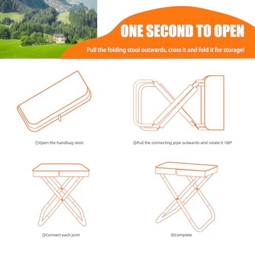Camping Stool 10 Inch Portable Folding Stool with Carry Bag Weight Load 220lbs Portable Stool for Camping Fishing Hiking BBQ - size: 10inch