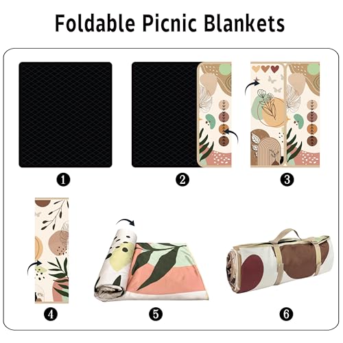 Supfitness Extra Large Picnic Blankets Waterproof Foldable (80 "x 80") Beach Blanket Waterproof Sandproof,3-Layer Thicking Mat Outdoor Packable Camping Blanket - color: Colorfu, size: 6'8" x 6'8" (Square)