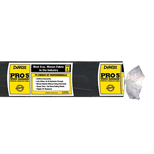 Dewitt 2-Pack Pro-5 Weed Barrier Fabric 5 oz, 4 x 250 Feet – Heavy-Duty Woven Landscape Ground Cover Mat for Raised Garden Bed, Greenhouse Gardening, Outdoor Landscaping, and Commercial Planting - size: 2 Pack, style: 4' x 250'