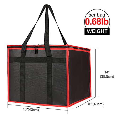 Bodaon Insulated Pizza Delivery Bag, 16" x 16" x 14" Pizza Warmer Bags for Carry Hot, Commercial Delivery Bag, Food Warmers for Parties, Pizza Pack Insulation, Pizza Carrier (Black-Red, 1Pk) - color: Red