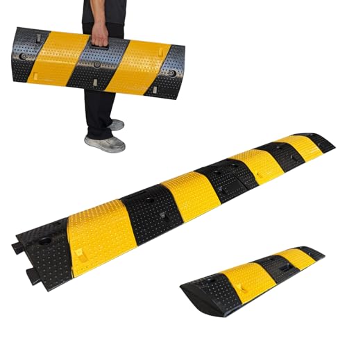Rubber Speed Bump 6 Feet Rubber Driveway Modular Heavy Duty Speed 72.4 x 12 x 2.4 Inch Cable Protector Ramp for Garage Gravel Roads Asphalt Concrete, 6Ft-Speed Bump (1 pack ZD 6ft speed bump) - color: 1 pack ZD 6ft speed bump