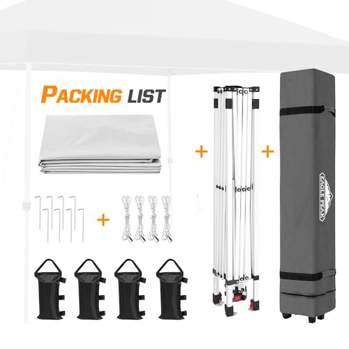 EAGLE PEAK Pop Up Canopy Tent with Wheeled Carry Bag, 8 Stakes, 4 Ropes, 4 Weight Bags, Easy Set Up Tent Canopy, 10x10 ft, 100sqft of Shade, White - color: White, size: 10x10