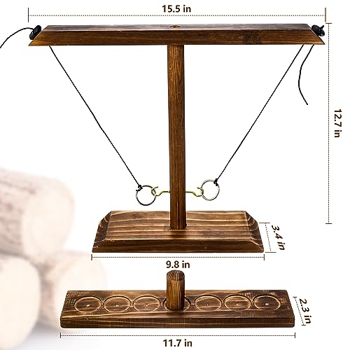 Ring Toss Game for Adults, Wooden Hook and Ring Game Handmade for Bars, Home, Party, Yard Games, Outdoor Indoor Games for All Ages, Large Size 16" X 13"