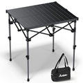 Anbte Camping Table Foldable, 2 Height Max 27.5" Aluminum Roll up Camping Table with Carry Bag & Heat-Resistant Tabletop, Lightweight, for Indoor Outdoor RV BBQ Picnic Patio Beach, 26" x 23", Black - size: 67 x 58 x [44/70] cm
